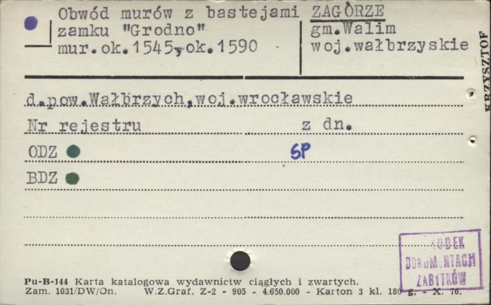 obwód murów z bastejami zamku Grodno, skan 1