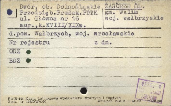 dwór, ob. Dolnośląskie Przedsięb. Produkc. PTTK, skan 1