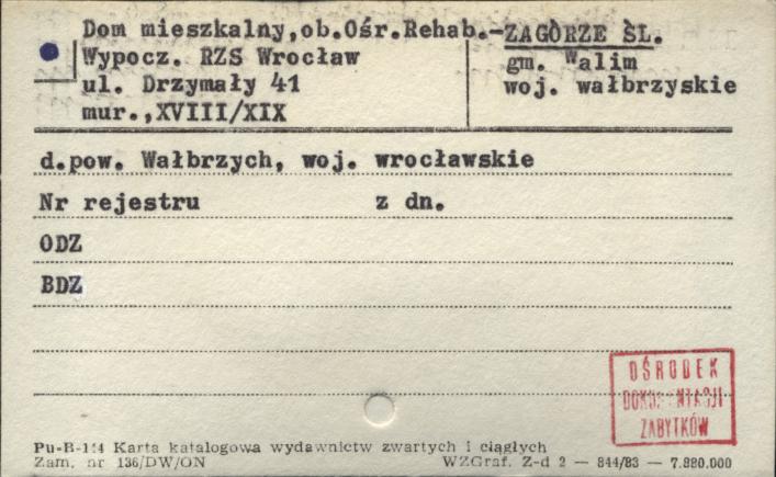 dom mieszkalny, ob. ośr. rehab. - wypocz. RZS Wrocław, skan 1