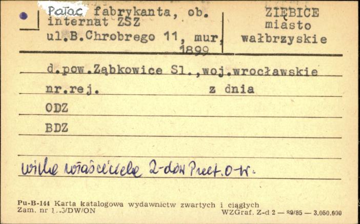 pałac fabrykanta, ob. internat ZSZ, skan 1