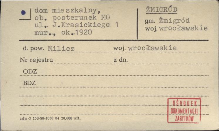 dom mieszkalny, ob. posterunek MO, skan 1