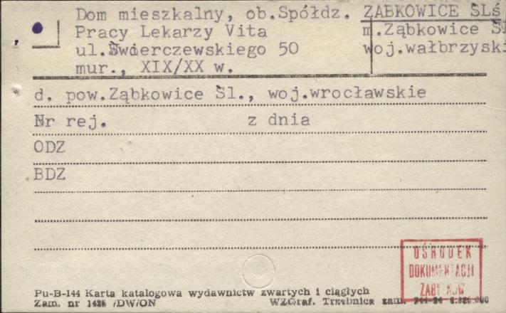 dom mieszkalny, ob. spółdz. pracy lekarzy Vita, skan 1