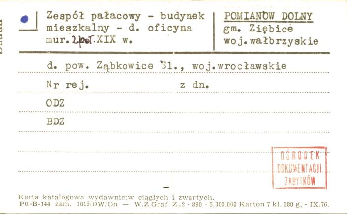 zespół pałacowy - budynek mieszkalny - d. oficyna, skan 1
