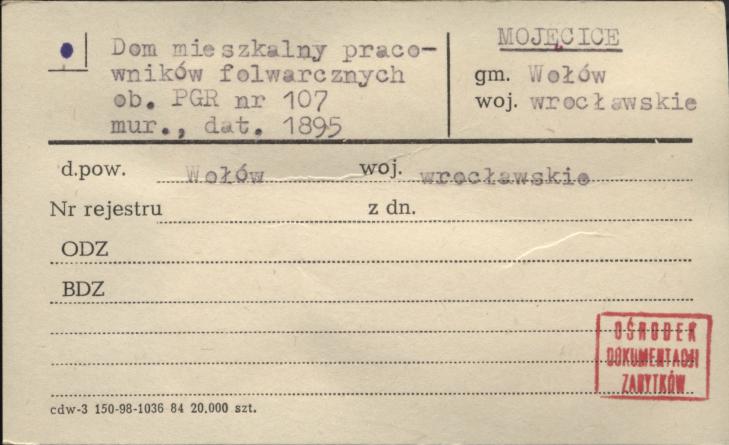 dom mieszkalny pracowników folwarcznych, ob. PGR, skan 1