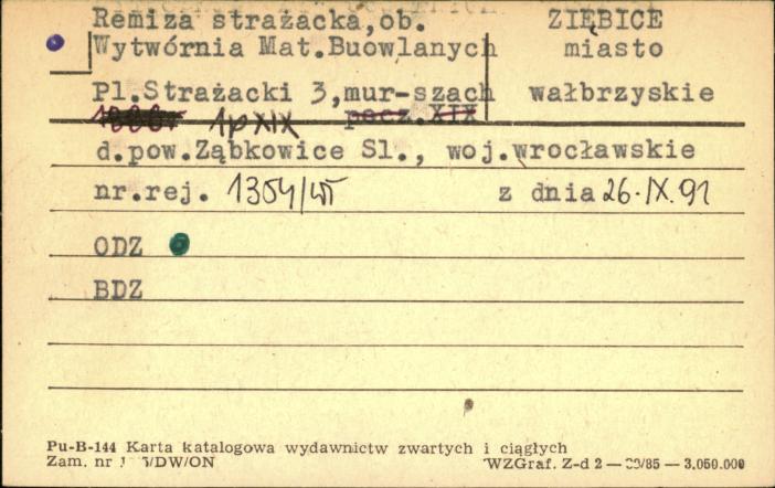 remiza straży pożarnej, ob. Wytwórnia Mat. Budowlanych, skan 1