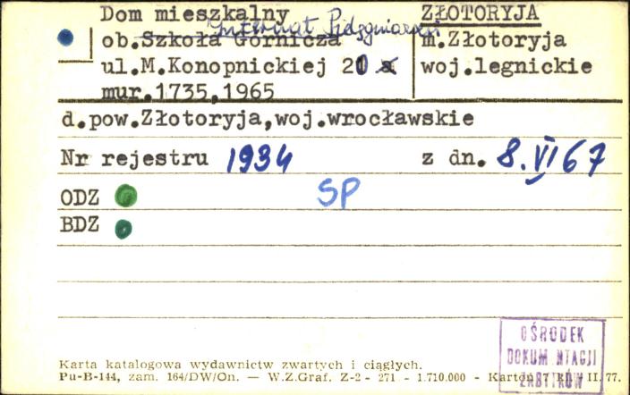 dom mieszkalny ob. Internat Pielęgniarski, skan 1