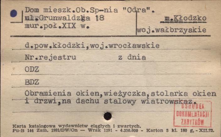 dom mieszkalny. Ob. Sp-nia Odra, skan 1