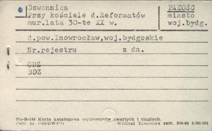 dzwonnica przy kościele reformatów, skan 1