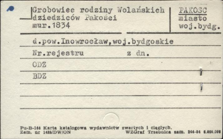 grobowiec rodziny Wolańskich dziedziców Pakości, skan 1