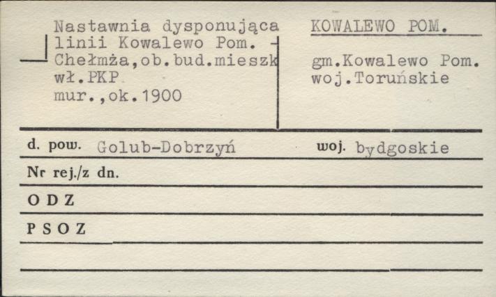 nastawnia dysponująca linii Kowalewo Pom. - Chełmża, ob. bud. mieszk., skan 1