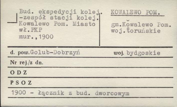 budynek ekspedycji - zespół stacji kolejowej Kowalewo Pomorskie Miasto, skan 1