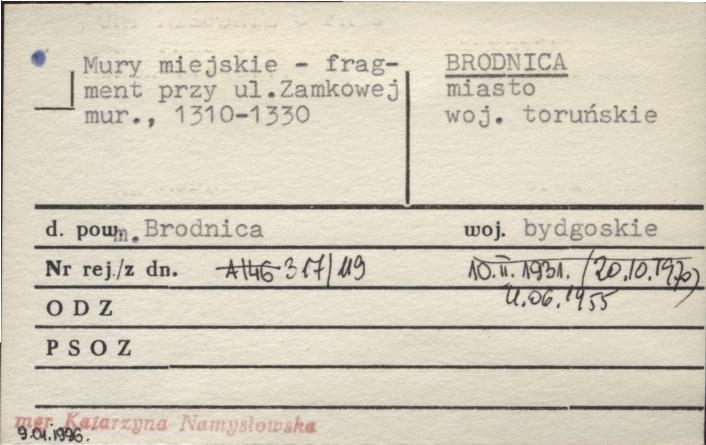 mury miejskie - fragment przy ul. Zamkowej, skan 1