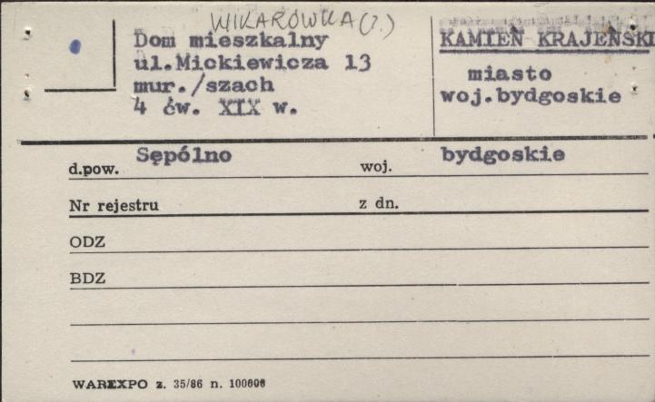 dom mieszkalny, ob. wikarówka, skan 1