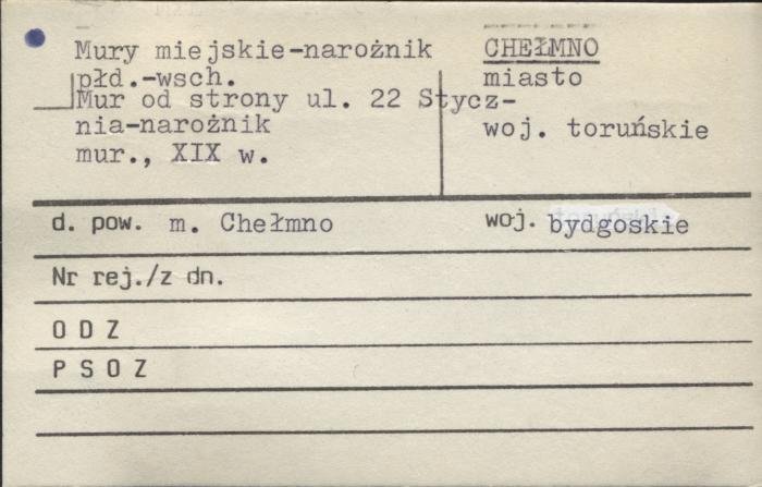 mury miejskie - narożnik płd.-wsch., mur od strony ul. 22 stycznia - narożnik, skan 1