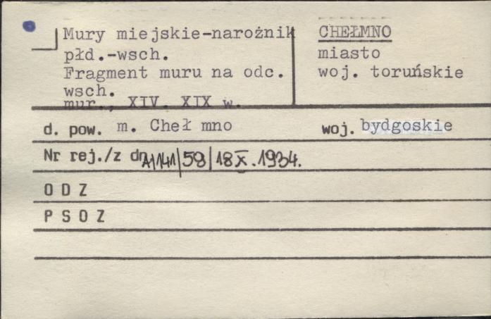 mury miejskie - narożnik płd.-wsch., fragment muru na odc. wsch., skan 1
