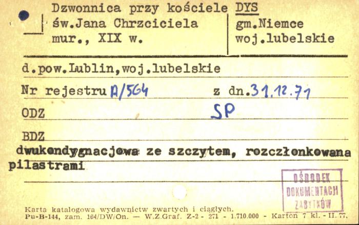 dzwonnica przy kościele św. Jana Chrzciciela, skan 1