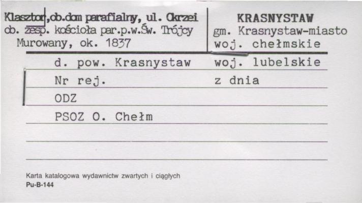 klasztor, ob. dom parafialny - zespół klasztorny augustianów, tzw. nowy, skan 1