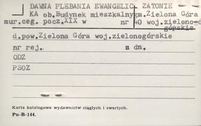plebania ewangelicka, ob. budynek mieszkalny, skan 1
