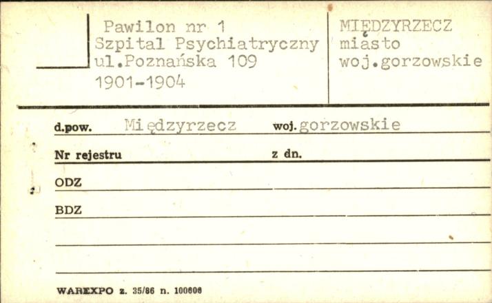 pawilon, Szpital Psychiatryczny, skan 1