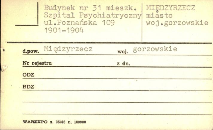 budynek nr 31 mieszk. Szpital Psychiatryczny, skan 1
