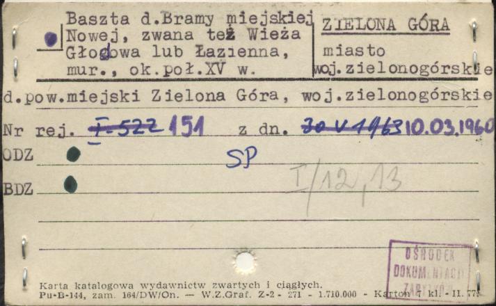 baszta d. bramy miejskiej Nowej, zwana też Wieżą Głodową lub Łazienną, skan 1