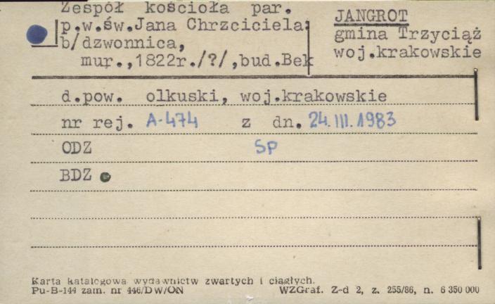 dzwonnica w zespole kościoła par. pw. św. Jana Chrzciciela, skan 1