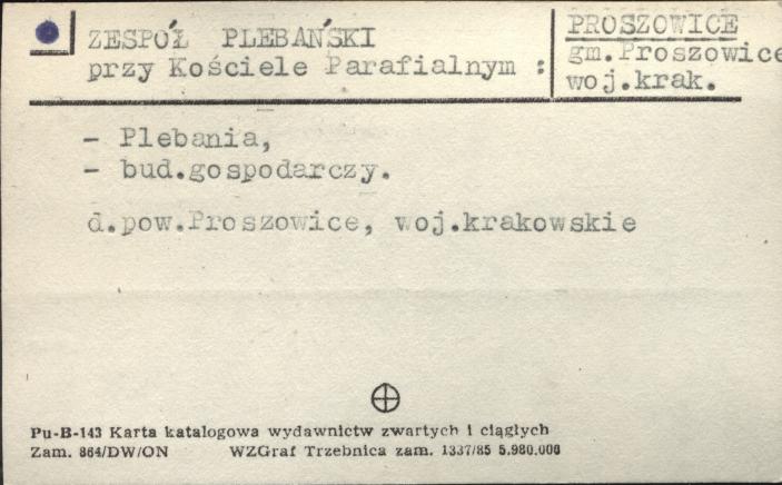 zespół plebański przy kościele parafialnym: - plebania, -budynek gospodarczy, skan 1