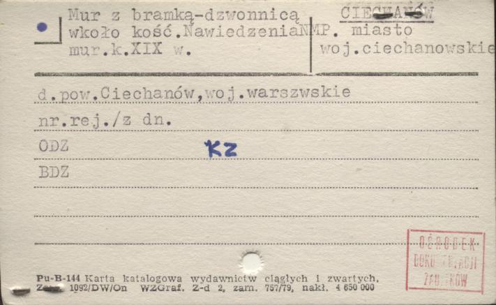 mur z bramką - dzwonnicą wkoło kość. Nawiedzenia NMP, skan 1