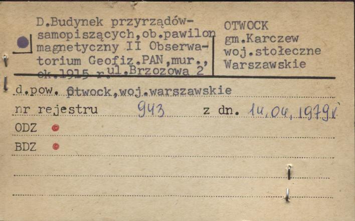 budynek przyrządów samopiszących, ob. pawilon magnetyczny II Obserwatorium Geofiz. PAN, skan 1