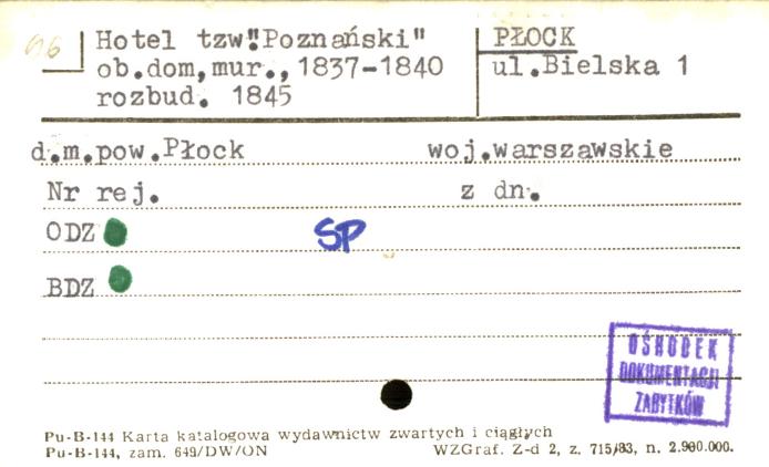hotel tzw. Poznański, ob. dom, skan 1