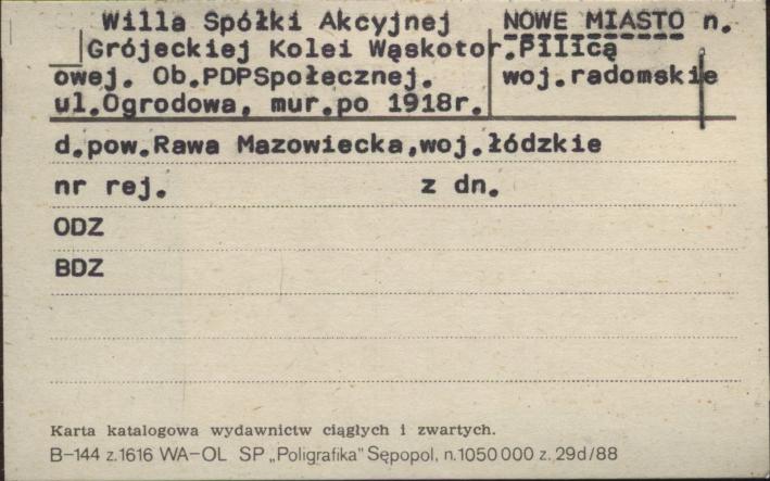willa spółki akcyjnej Grójeckiej kolei wąskotorowej. ob. PDPSpołecznej., skan 1