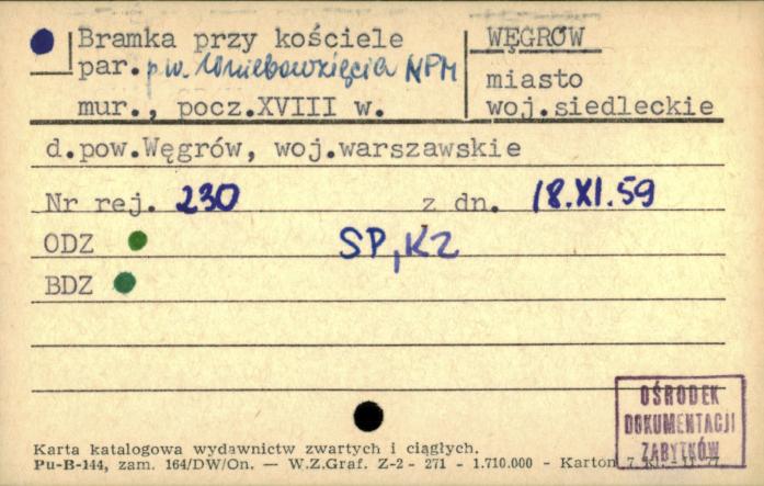 bramka przy kościele par. pw. Wniebowzięcia NPM, skan 1
