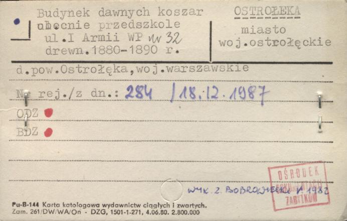 budynek dawnych koszar, obecnie przedszkole, skan 1