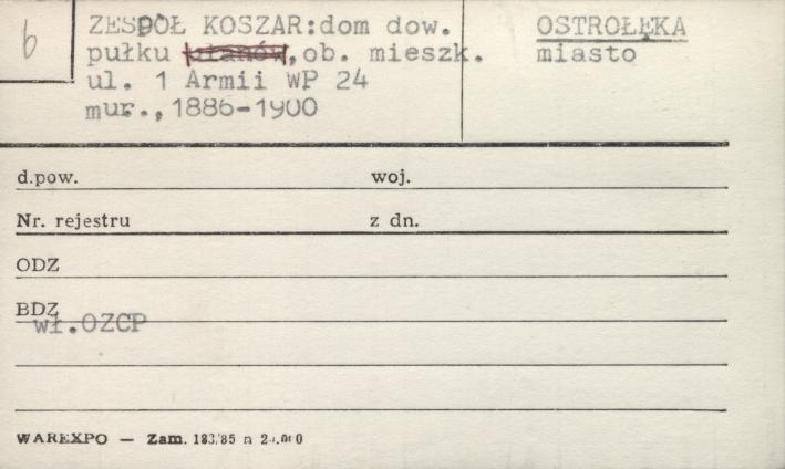 zespół koszar: dom dow. pułku, ob. mieszk., skan 1