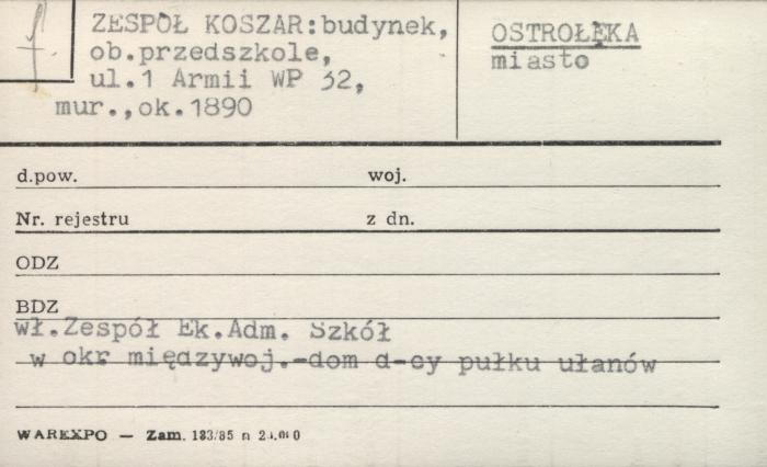 zespół koszar: budynek, obecnie przedszkole, skan 1