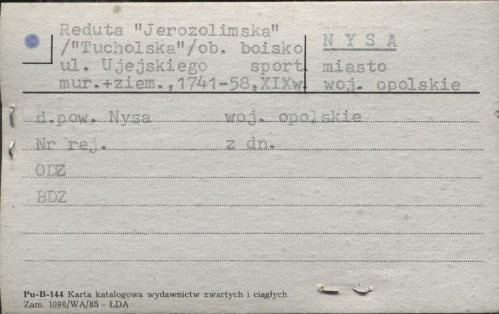 reduta Jerozolimska (Tucholska), ob. boisko sport., skan 1