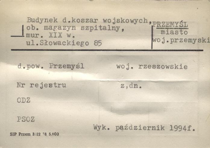 budynek d. koszar wojskowych, ob. magazyn szpitalny, skan 1