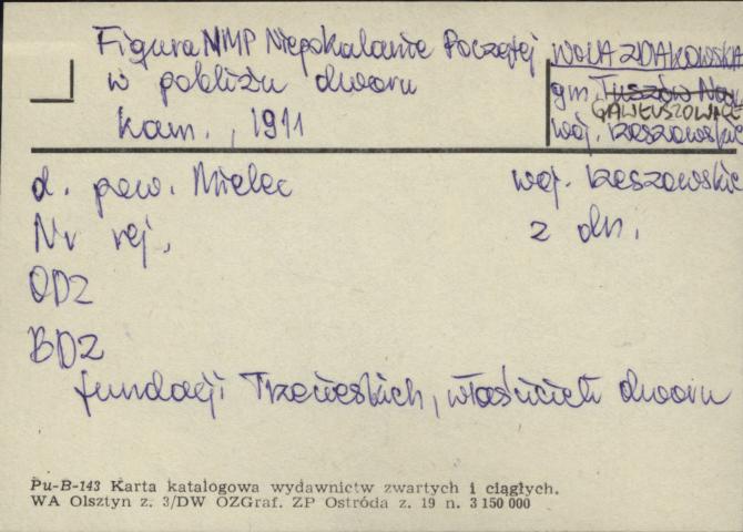 Figura NMP Niepokalanie Poczętej w pobliżu dworu, skan 1