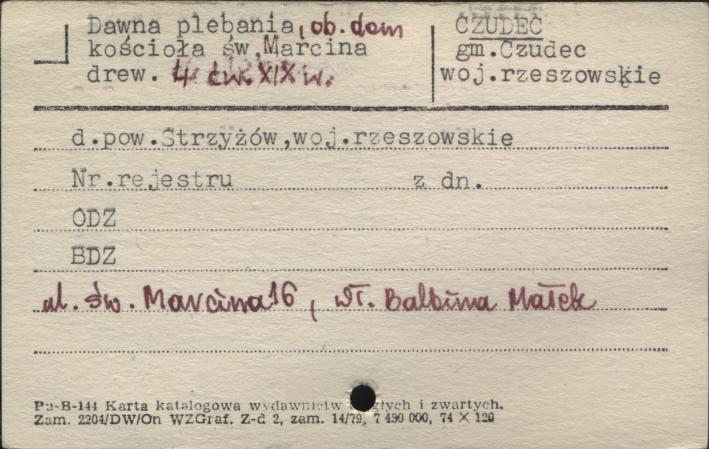 plebania przy kościele pw. św. Marcina, ob. dom , skan 1