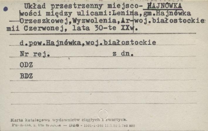 układ przestrzenny miejscowości między ulicami: Lenina, Orzeszkowej, Wyzwolenia, Armii Czerwonej, skan 1