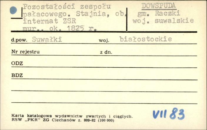 pozostałości zespołu pałacowego, stajnia, ob. internat ZSR, skan 1