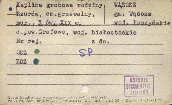 kaplice grobowa rodziny Bzurów, skan 1