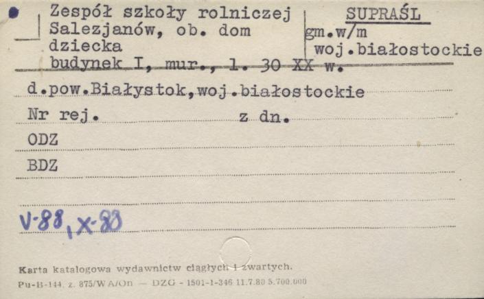 zespół szkoły rolniczej Salezjanów, ob. dom dziecka - budynek I, skan 1