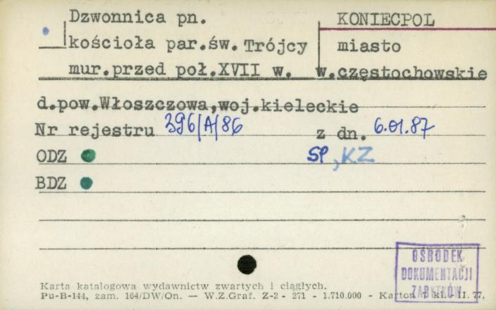 dzwonnica pn. kościoła par. Św. Trójcy, skan 1
