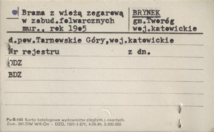 brama z wieżą zegarową - folwark, skan 1