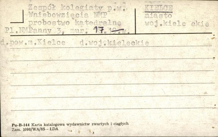 zespół kolegiaty p.w. Wniebowzięcia NMP, probostwo katedralne, skan 1