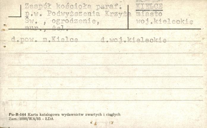 zespół kościoła paraf. p.w. Podwyższenia Krzyża Św., ogrodzenie, skan 1