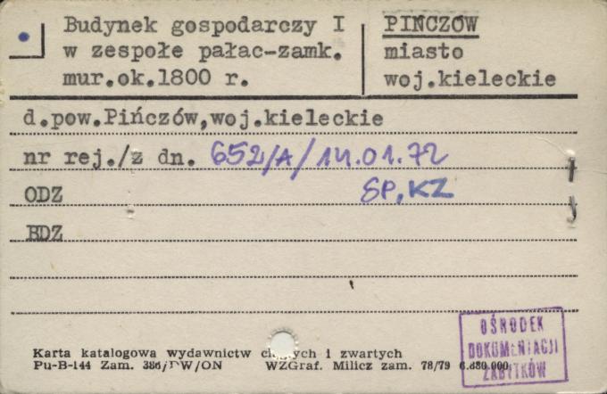 budynek gospodarczy I w zespole pałac-zamk., skan 1
