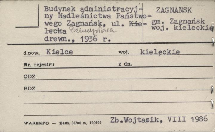 budynek administracyjny Nadleśnictwa Państwowego Zagnańsk, skan 1