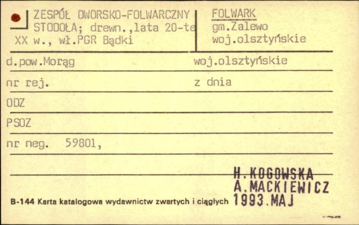 zespół dworsko-folwarczny; stodoła, skan 1